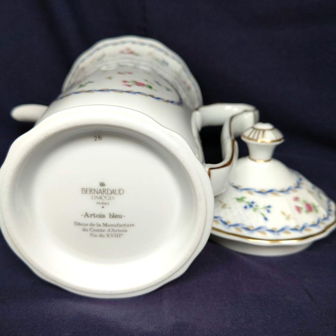 廃盤希少リモージュベルナルド窯アルトワブルーポット&デミタスカップ&ソーサ6客