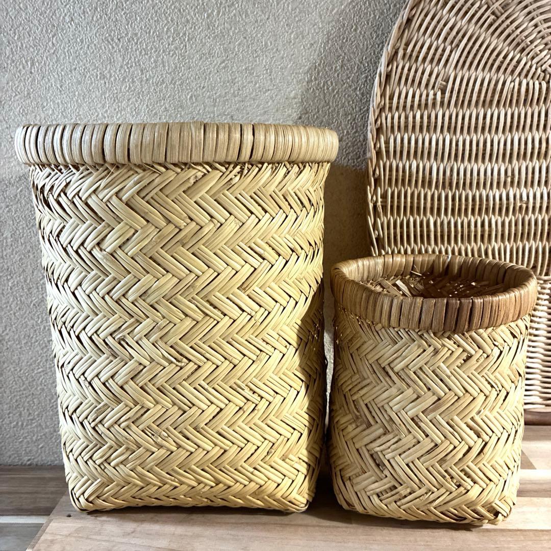 鳥越竹細工 竹籠 収穫籠　カゴ　つぼけ　大・小セット