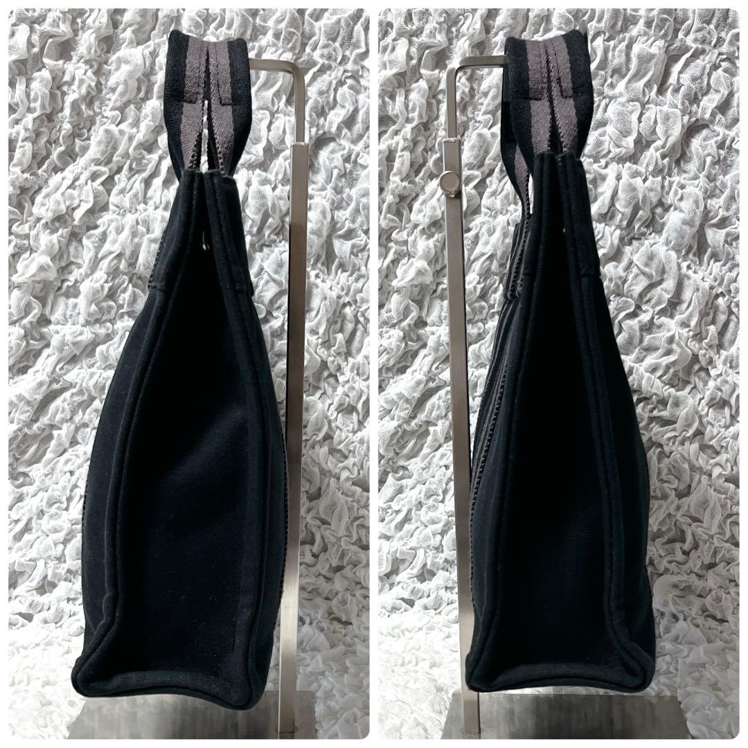 美品✨フールトゥPM エルメス　トートバッグ　キャンバス　黒　ストライプ