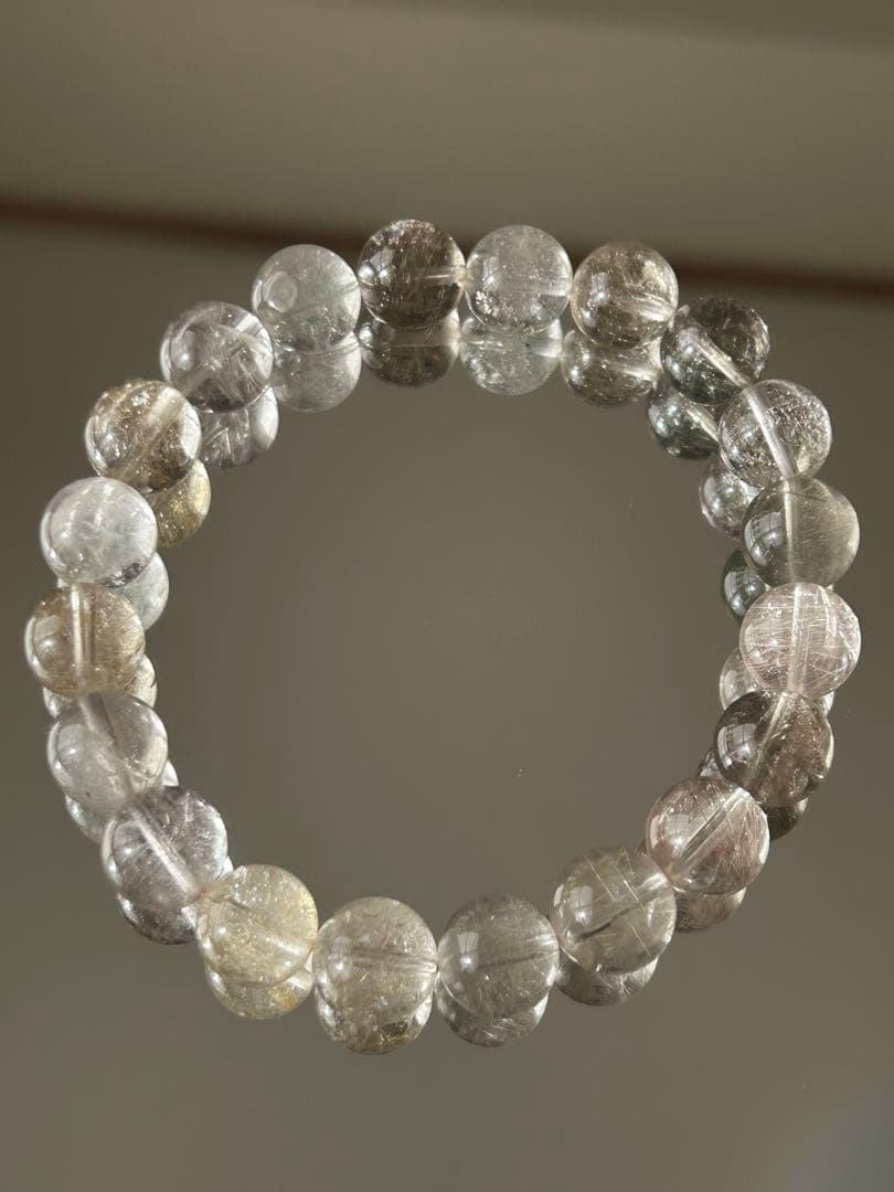 【虹入り・透明感】シルバールチルクォーツ 10mm (内径18cm)