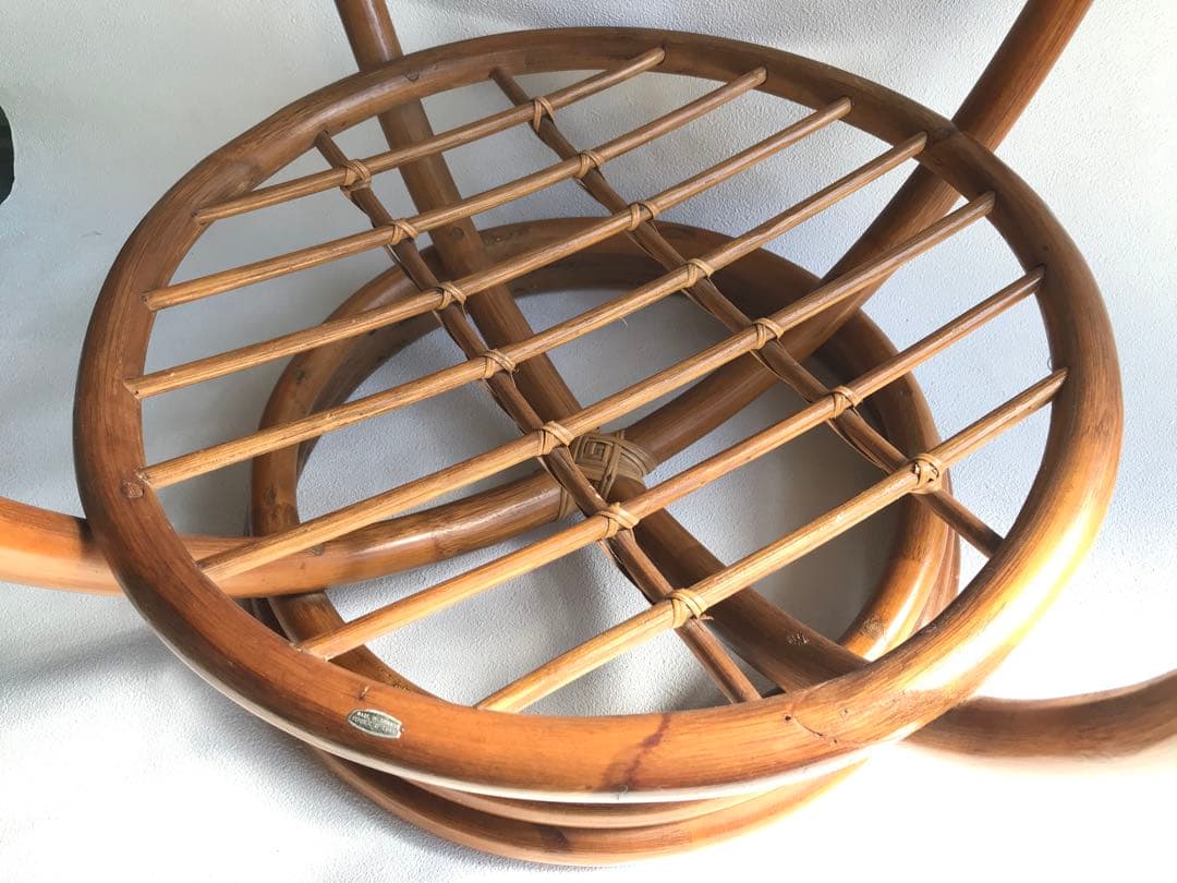 ラタン 天板ガラステーブル 古家具 センターテーブル 台湾製 ヴィンテージ