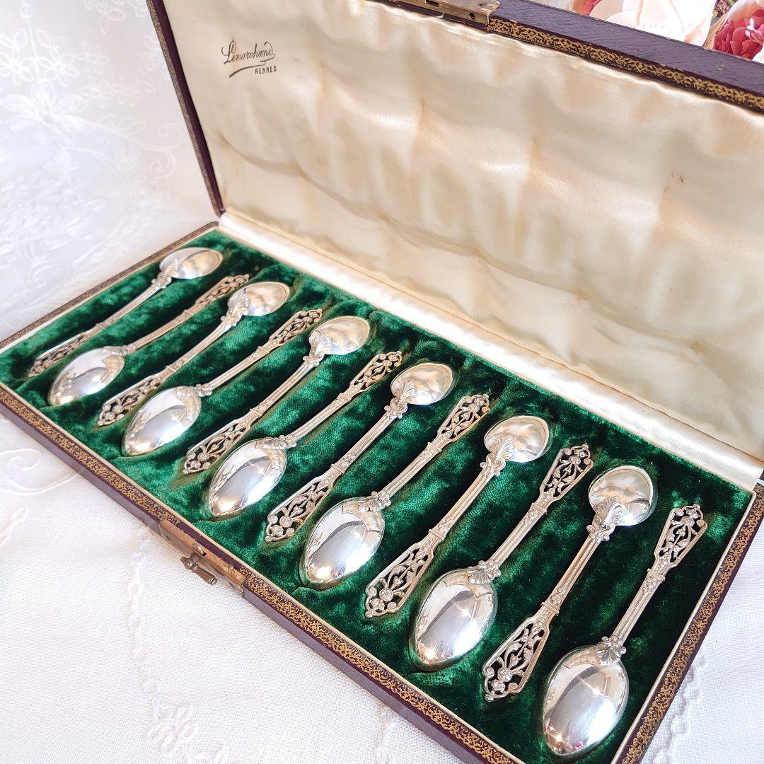 フランス　純銀　ティースプーン　シルバー950 ピアッシングハンドル