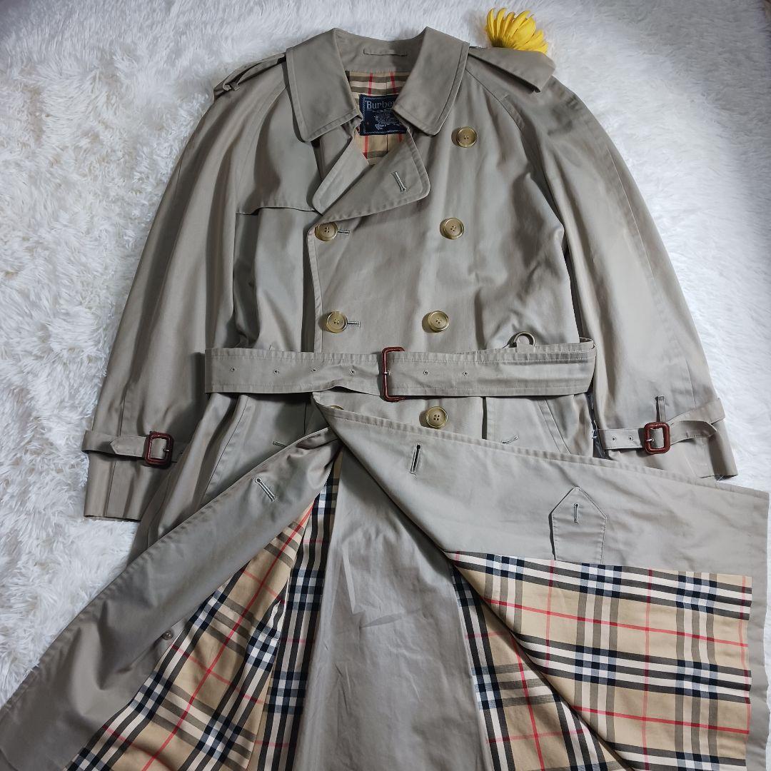 バーバリーズ　トレンチコート　メンズ　ライトグリーン　ノバチェック