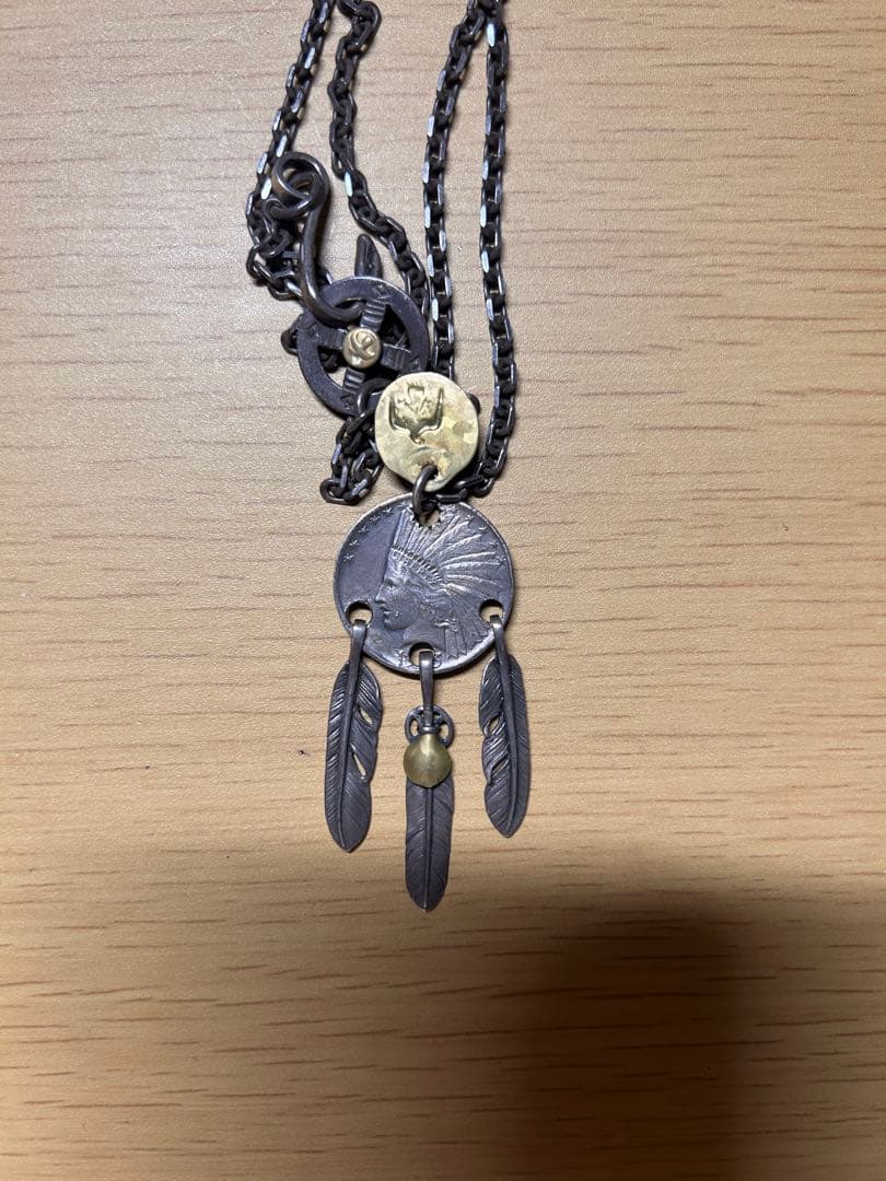 goro's ゴローズ 三点吊りフェザーLサイズ 全金太陽大付き 細角チェーン