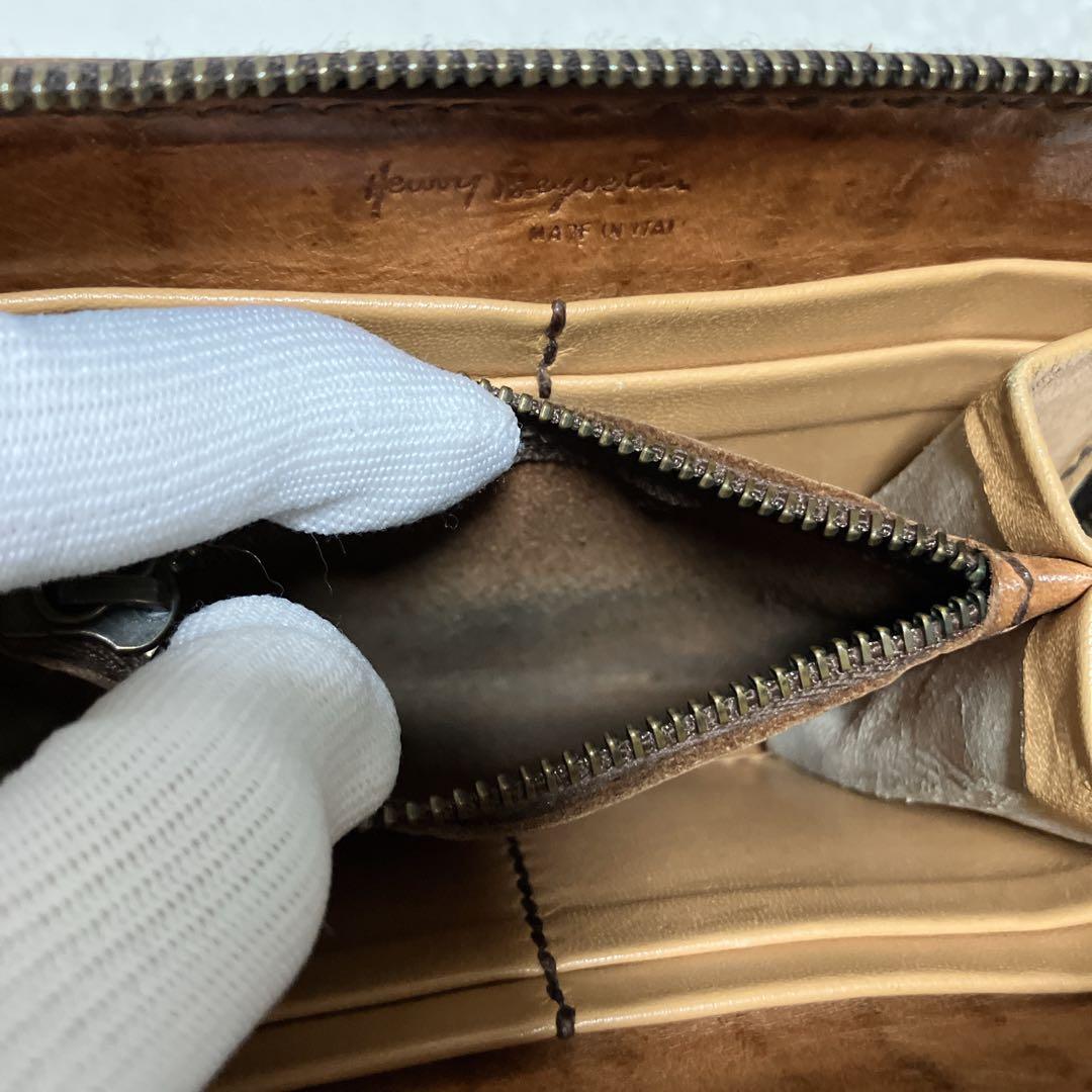 エンリーベグリン　財布　ラウンドジップ　クロコ型押し　希少　オミノ　廃盤　激レア