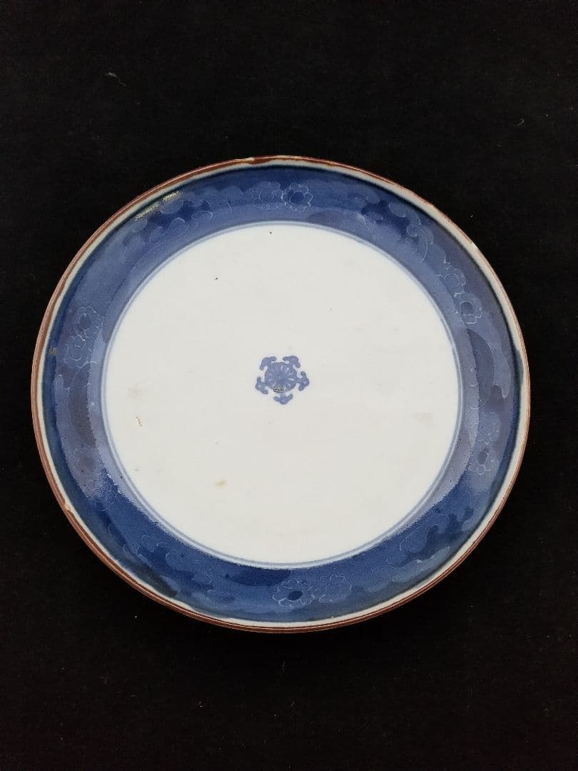 古伊万里 江戸中期　コンニャク印判　墨弾きの皿　20㎝