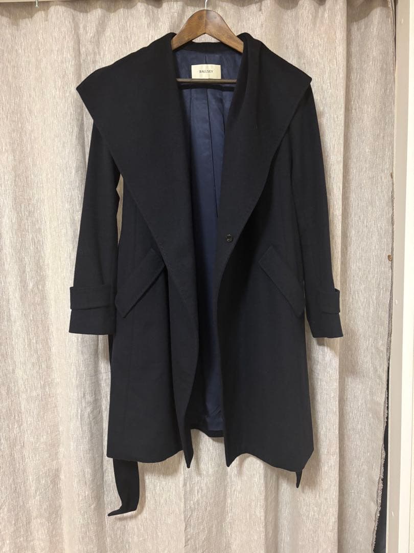 極美品 ボールジィ×ブレスキ社 ピュアカシミヤ100 ベルテッドコート 38