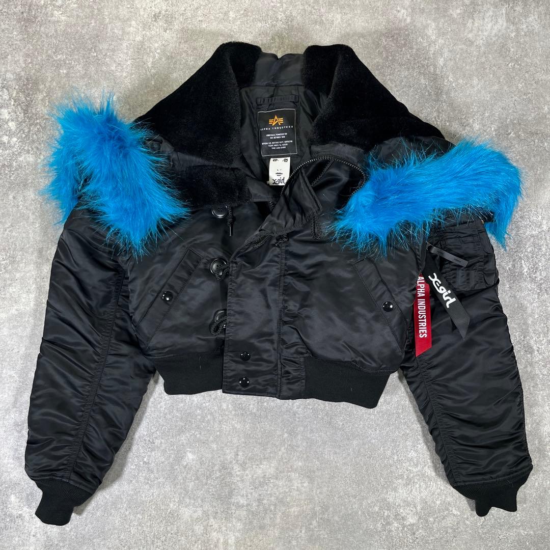 アルファ X-girl フライトジャケット　N-2B ショート丈 S ブラック