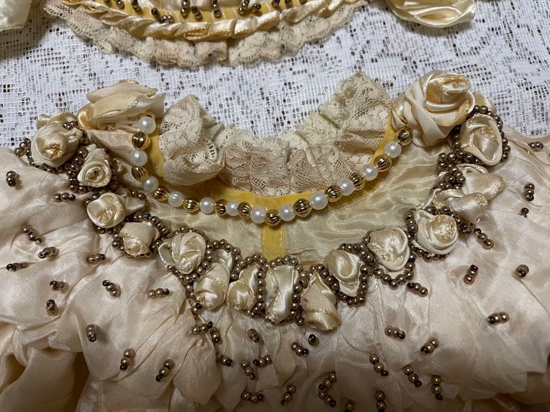 豪華なドレス　ジュモー　アンティーク　ビスクドール用