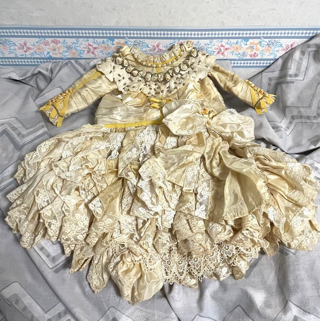 豪華なドレス　ジュモー　アンティーク　ビスクドール用