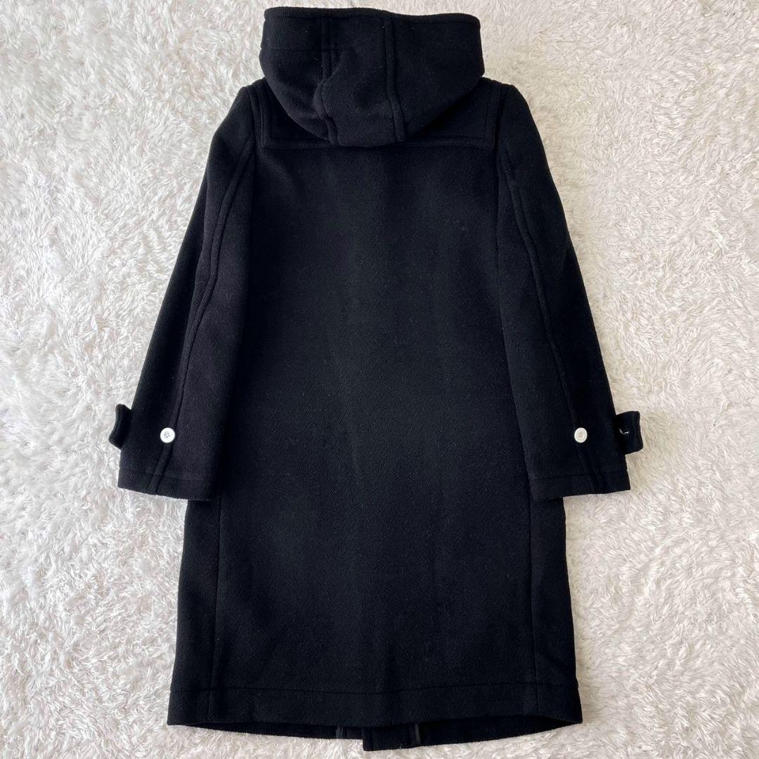 極美品 ハイク ダッフルコート ロング ヘリンボーン メルトン 白トグル 黒 L