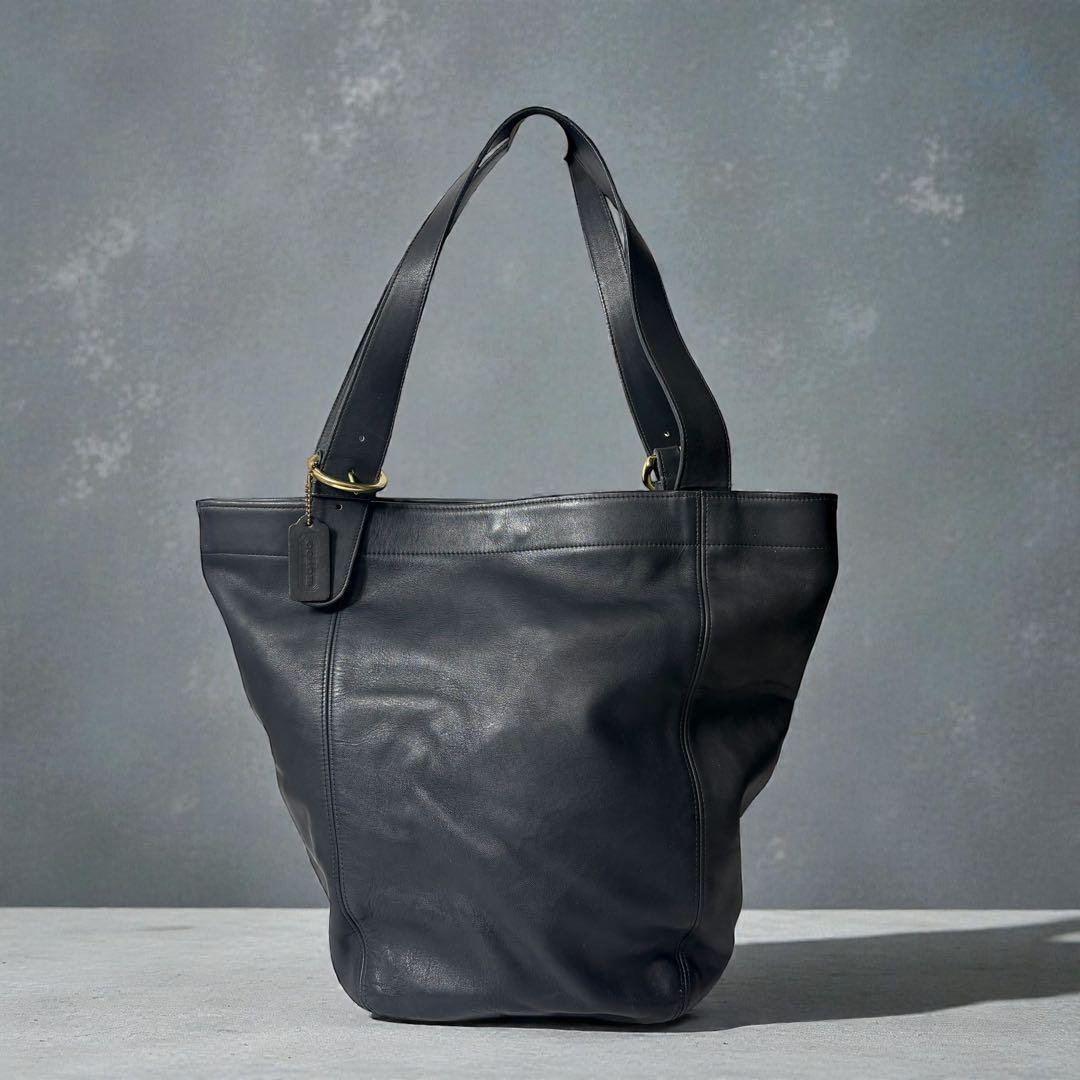 オールドコーチ　ネイビー　トートバッグ　大容量　vintage coach.