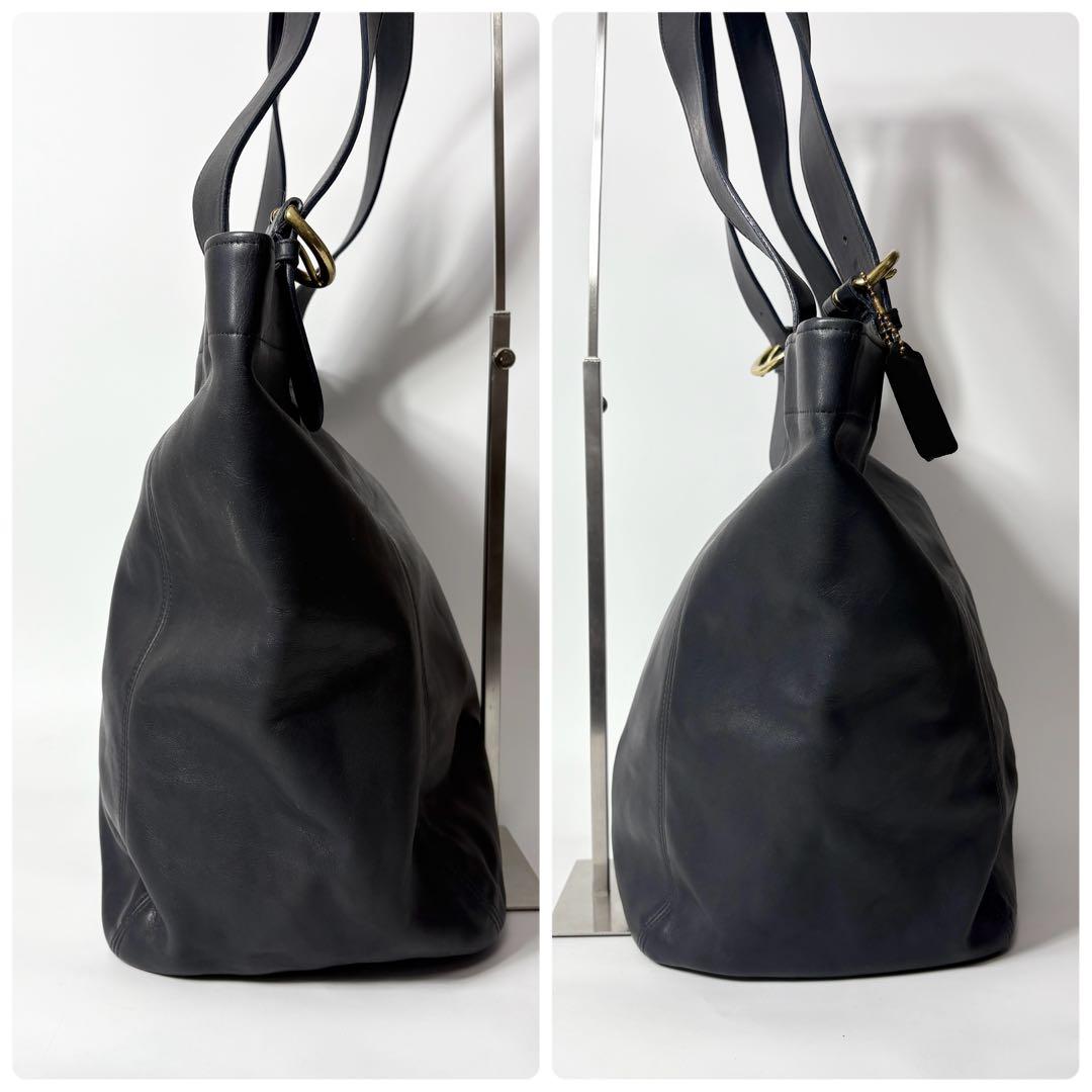 オールドコーチ　ネイビー　トートバッグ　大容量　vintage coach.