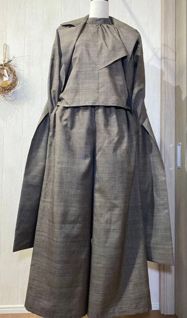 着物リメイク　100亀甲大島からチェスターコートの3点セット