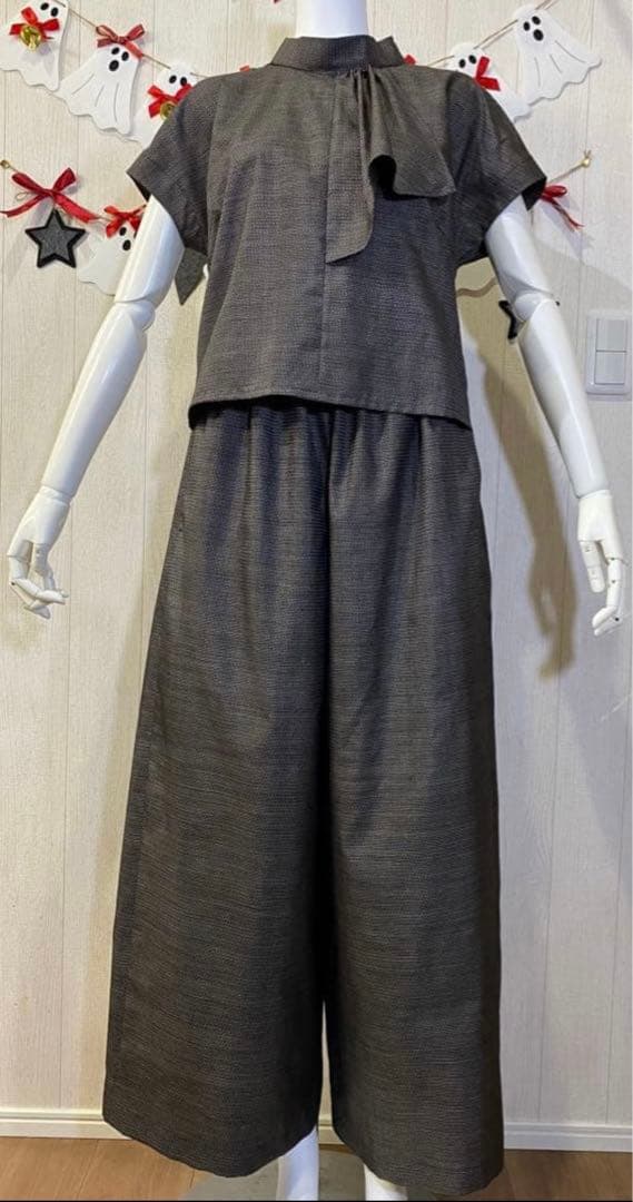 着物リメイク　100亀甲大島からチェスターコートの3点セット