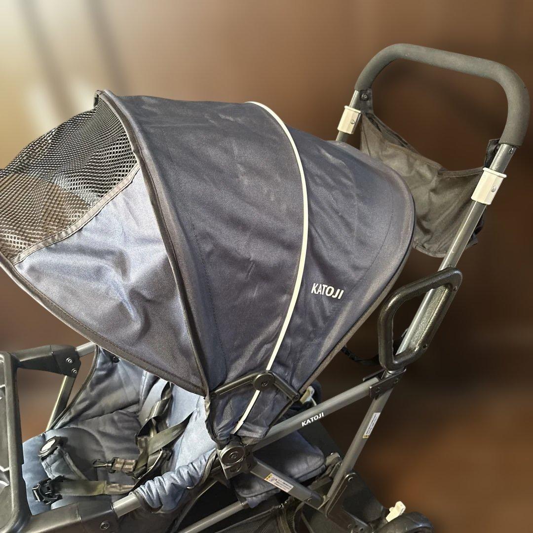 【良品】KATOJI 二人でゴー　2人乗りベビーカー　カトージ　ネイビー　軽量