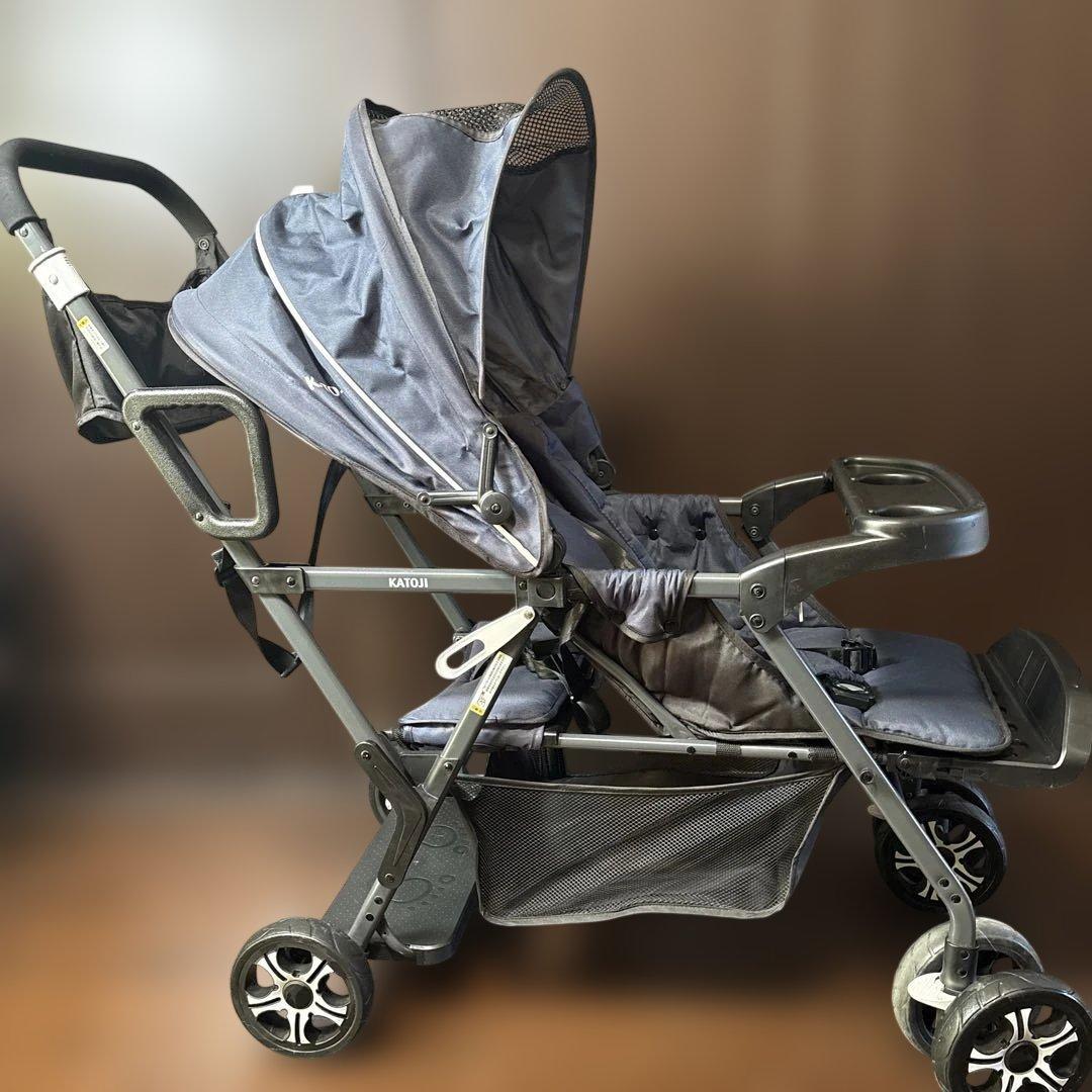 【良品】KATOJI 二人でゴー　2人乗りベビーカー　カトージ　ネイビー　軽量