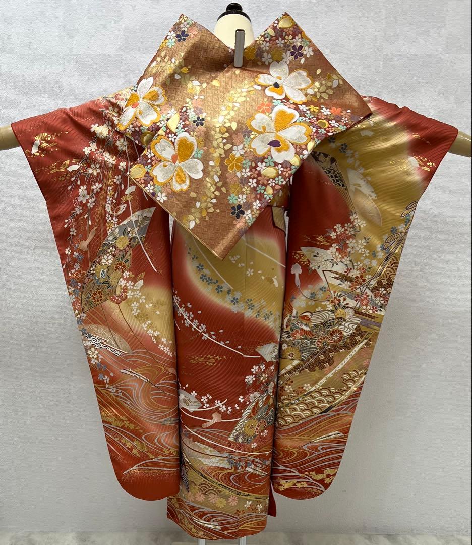 振り袖　フルセット　別誂長襦袢　成人式　金彩加工　刺繍入り　結婚式　737