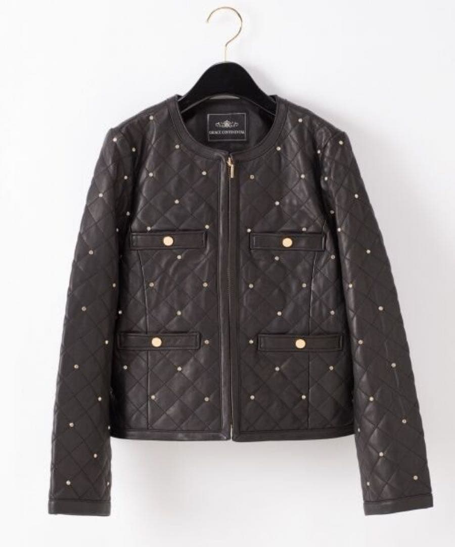 グレースコンチネンタル　キルティングスタッズジャケット ¥85,800