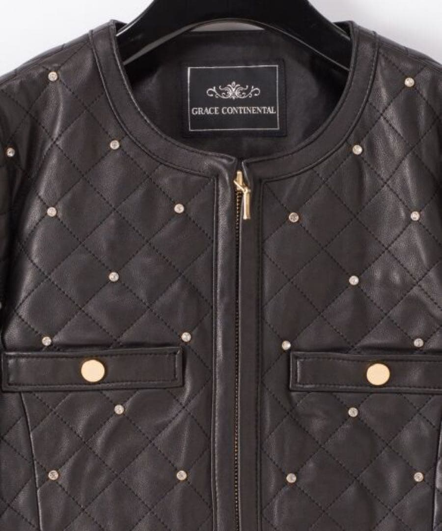 グレースコンチネンタル　キルティングスタッズジャケット ¥85,800