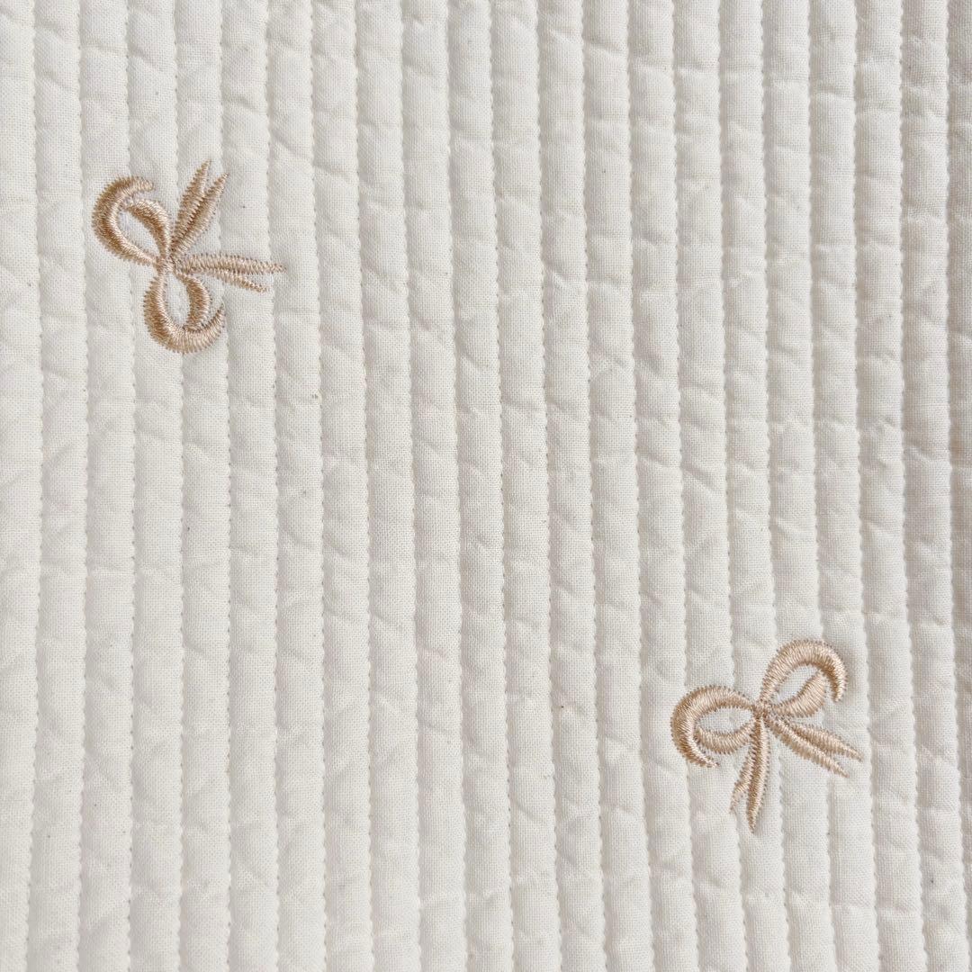 リボン刺繍　ヌビ　入園入学　3点セット　女の子　リボン　ゴールド　ブラウン　モカ