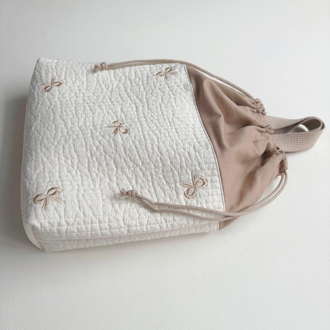 リボン刺繍　ヌビ　入園入学　3点セット　女の子　リボン　ゴールド　ブラウン　モカ