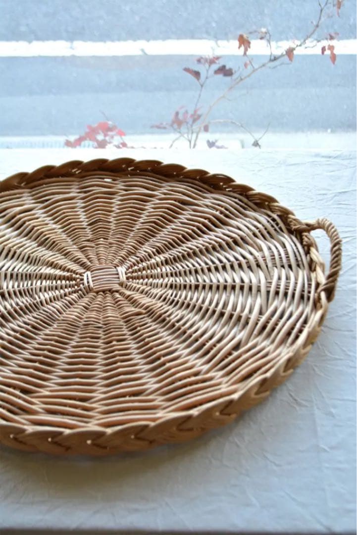 ビッグサイズ  籐  ラウンド  トレイ  ts76