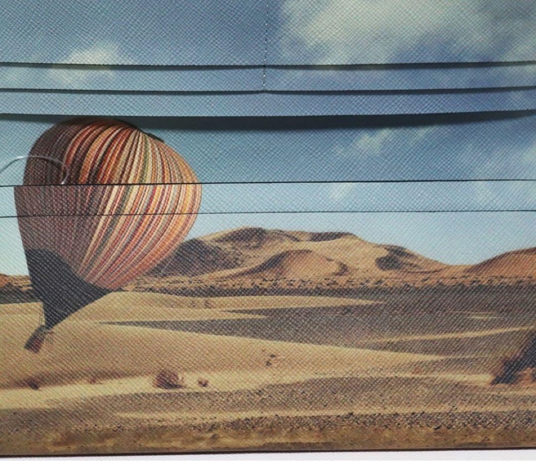 2点セット 新品 ポケット多数 ストライプバルーン レザーかぶせ式長財布