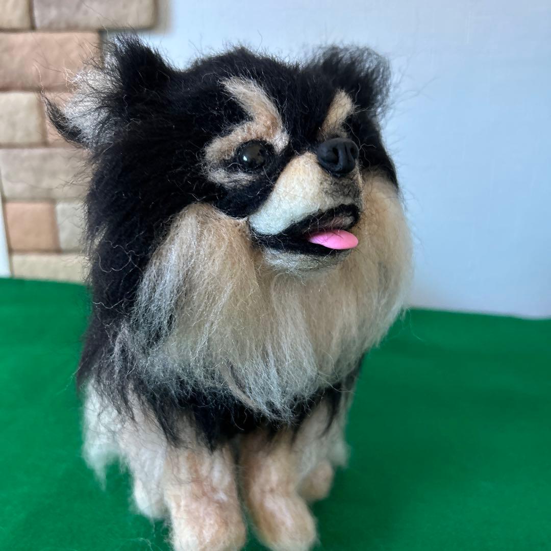 羊毛フェルト　ブラックタンポメラニアン　BTS テテ　ヨンタン風