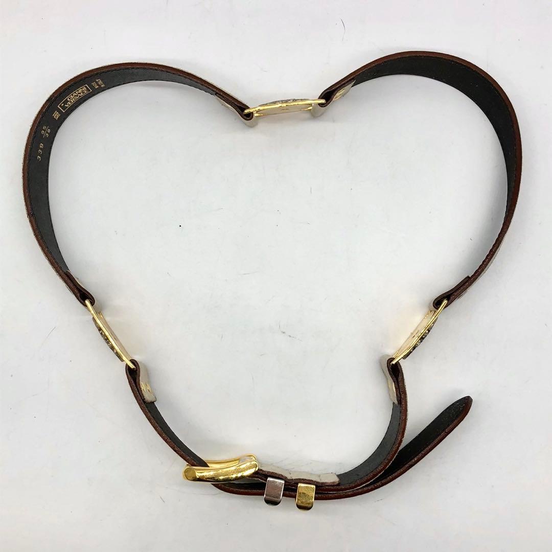 【美品】ヴェルサーチ ベルト メデューサ スウェード ベージュ ゴールド 95