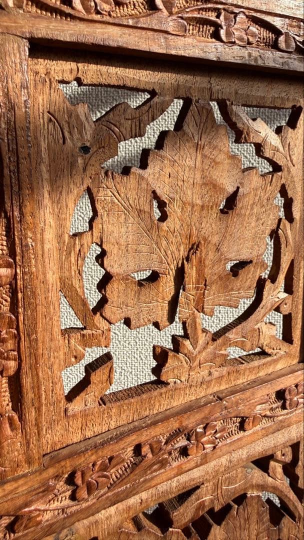 木製彫刻パーテーション 4つ折り