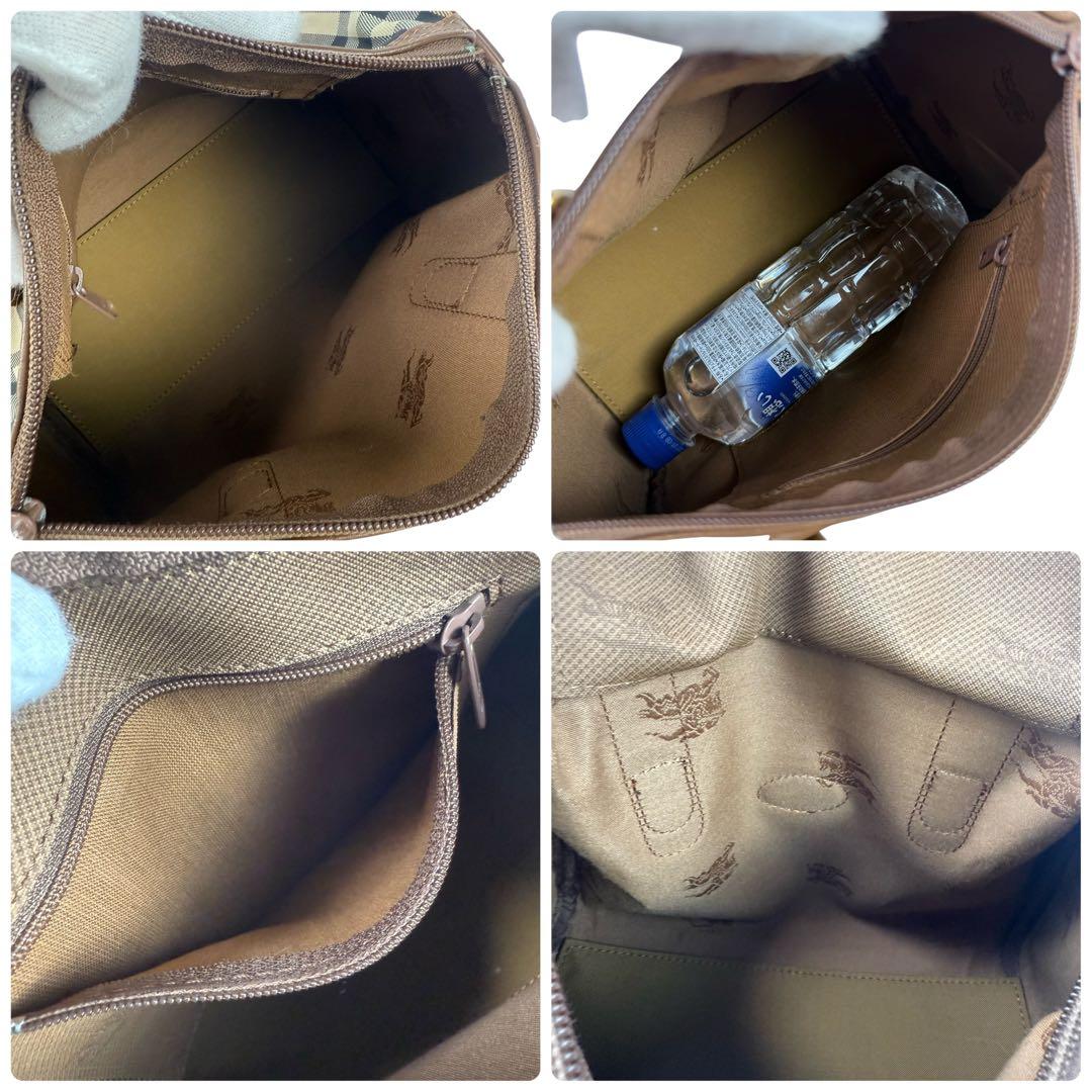 【美品】バーバリー 月桂樹 ミニボストンバッグ キャンバス ノバチェック ホース