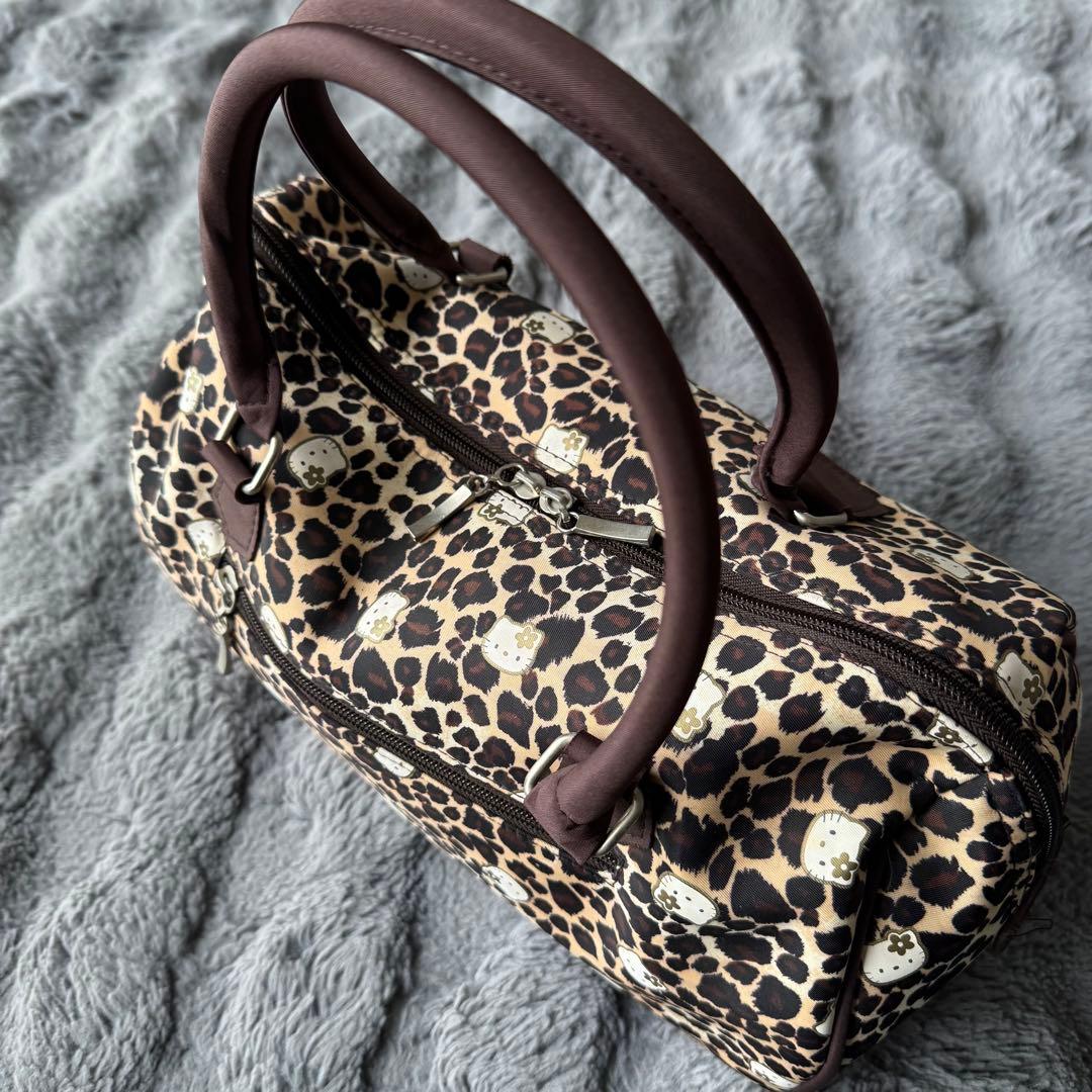 ハローキティ レオパード 総柄 ヒョウ柄 ボストンバッグ ブラウン モノグラム