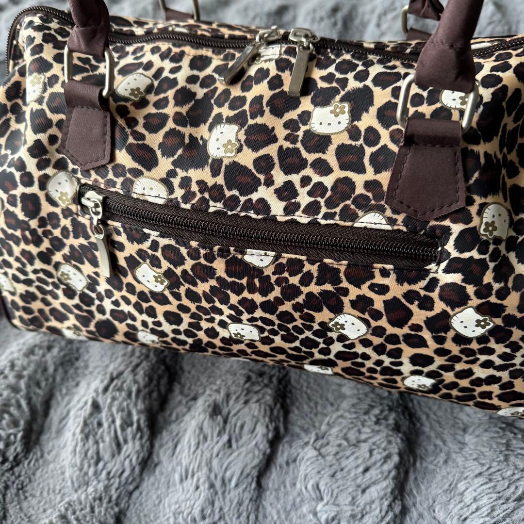 ハローキティ レオパード 総柄 ヒョウ柄 ボストンバッグ ブラウン モノグラム