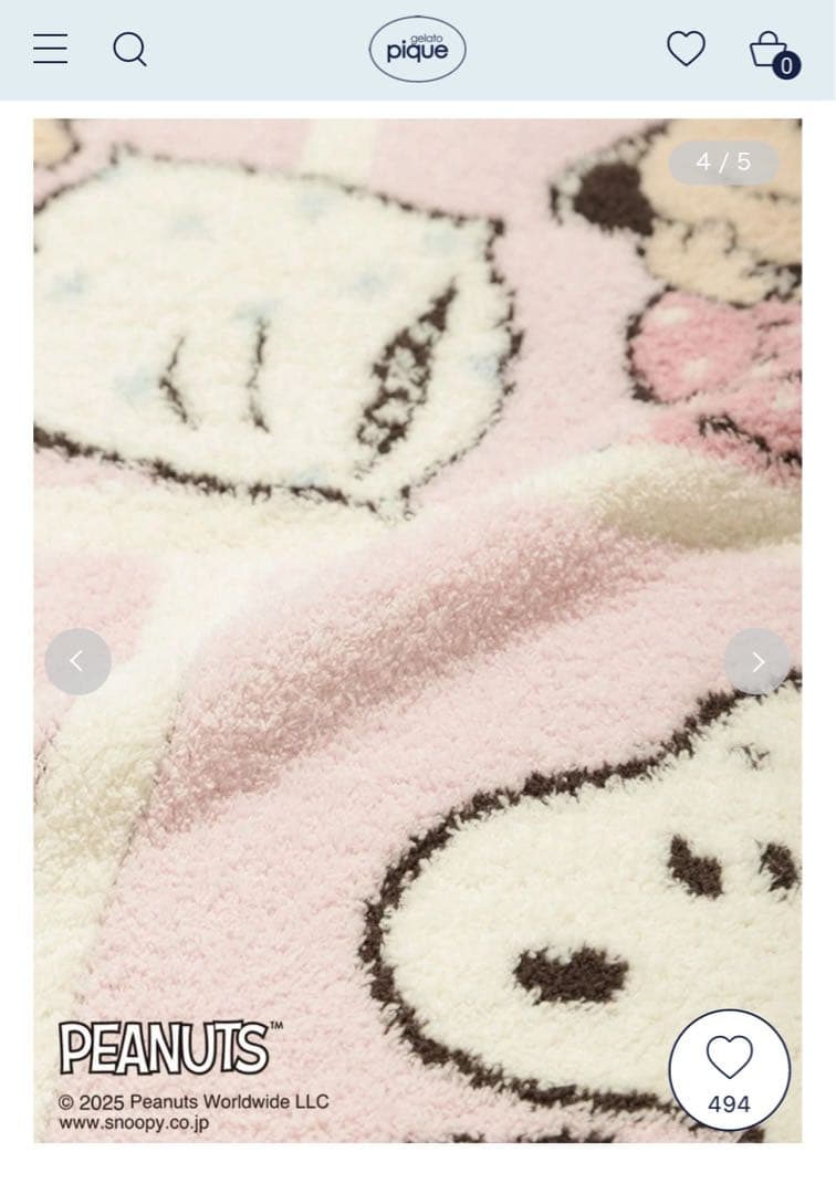 新品　完売品　gelato piqueジェラート ピケ　ブランケット　スヌーピー