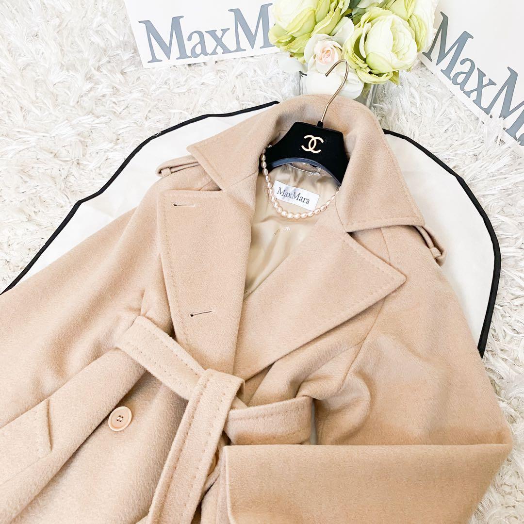★美品★MaxMara マックスマーラ 白タグ キャメル ロングコート★