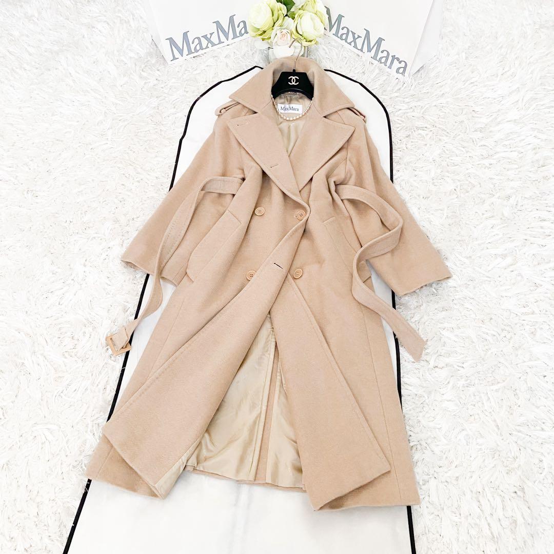 ★美品★MaxMara マックスマーラ 白タグ キャメル ロングコート★