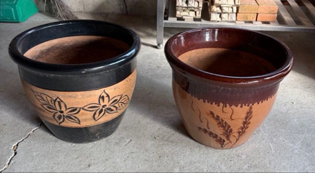 植木鉢 信楽焼 ガーデニング 特大 大鉢 18号 陶器製 2個セット 引取歓迎