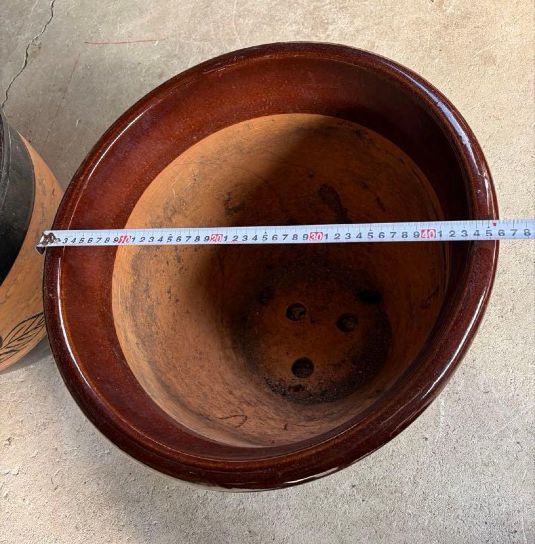 植木鉢 信楽焼 ガーデニング 特大 大鉢 18号 陶器製 2個セット 引取歓迎