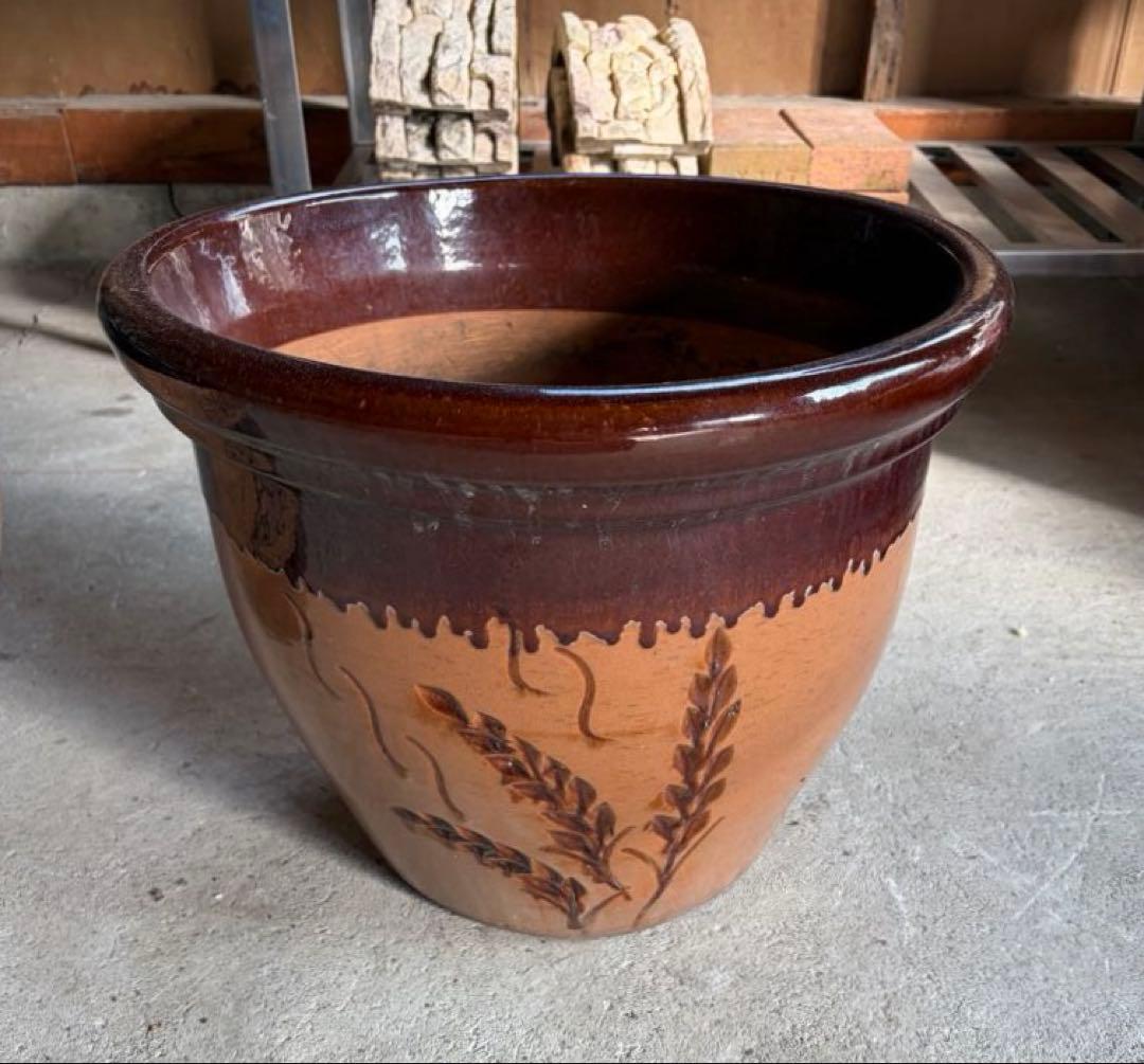 植木鉢 信楽焼 ガーデニング 特大 大鉢 18号 陶器製 2個セット 引取歓迎