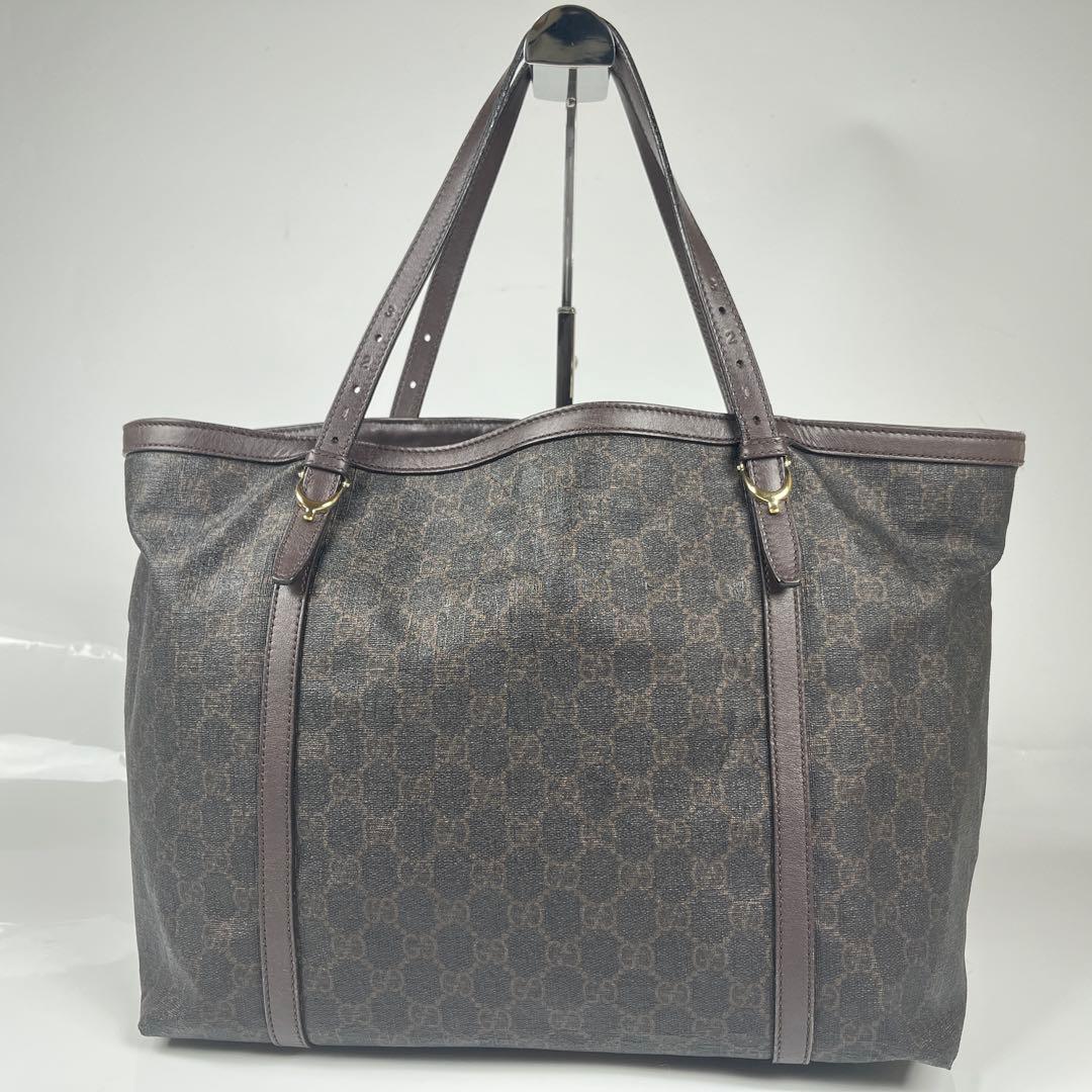 【極美品】GUCCI グッチ GGスプリーム GGプラス トートバッグ ブラウン