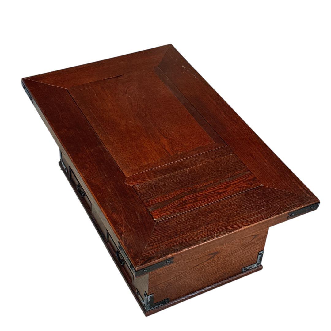 ロダン　中古　国産民芸家具　四隅の金具　火鉢囲炉裏、関西火鉢、木製