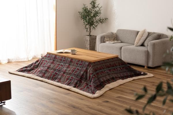 おしゃれ ふかふか かわいい オルテガ 暖かい 長方形 こたつ布団 レッド