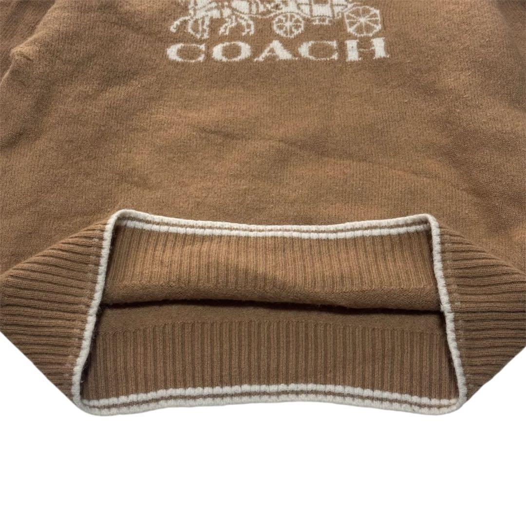 COACH コーチ タートルネックニット 馬車ロゴ カシミヤ混 キャメル