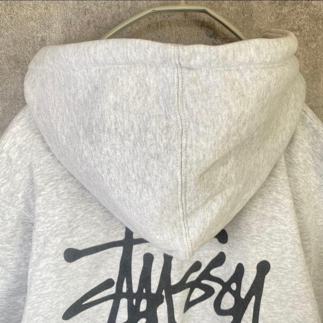 Stussy パーカー M グレー ビッグロゴ ストックロゴ ゆるだぼ