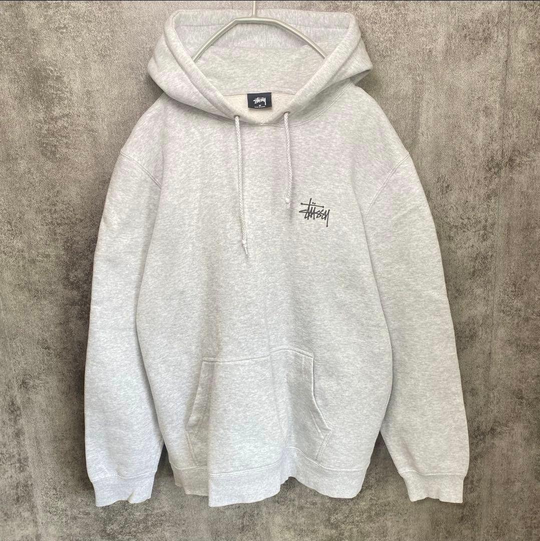 Stussy パーカー M グレー ビッグロゴ ストックロゴ ゆるだぼ