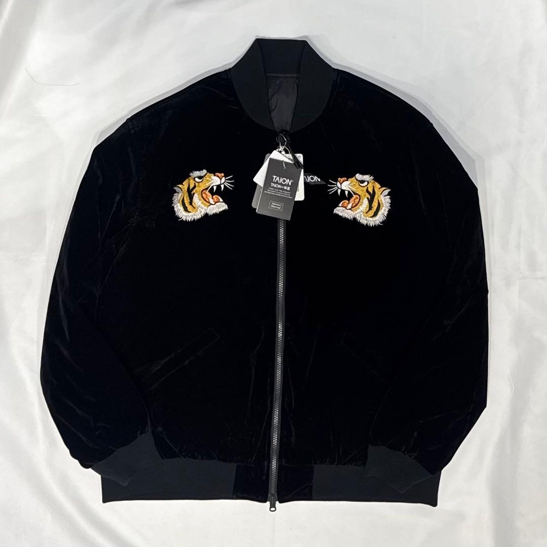 新品 TAION リバーシブル スカジャン ダウンジャケット 黒 L 虎