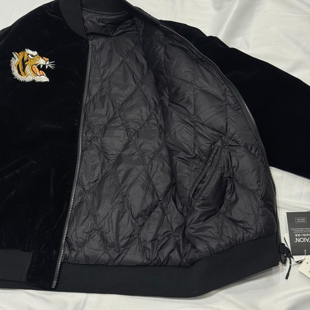新品 TAION リバーシブル スカジャン ダウンジャケット 黒 L 虎