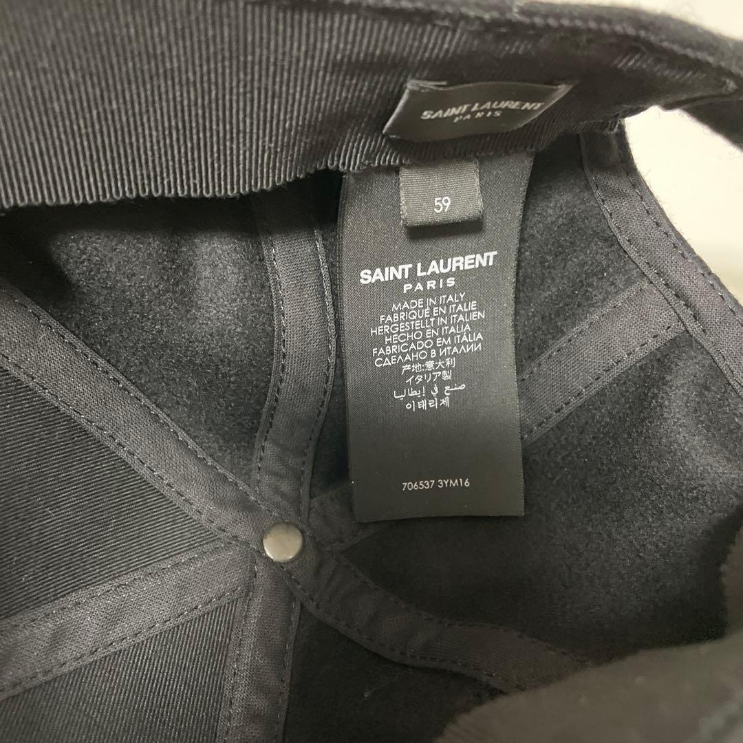 SAINT LAURENT キャップ カサンドラロゴ ブラック 59中古