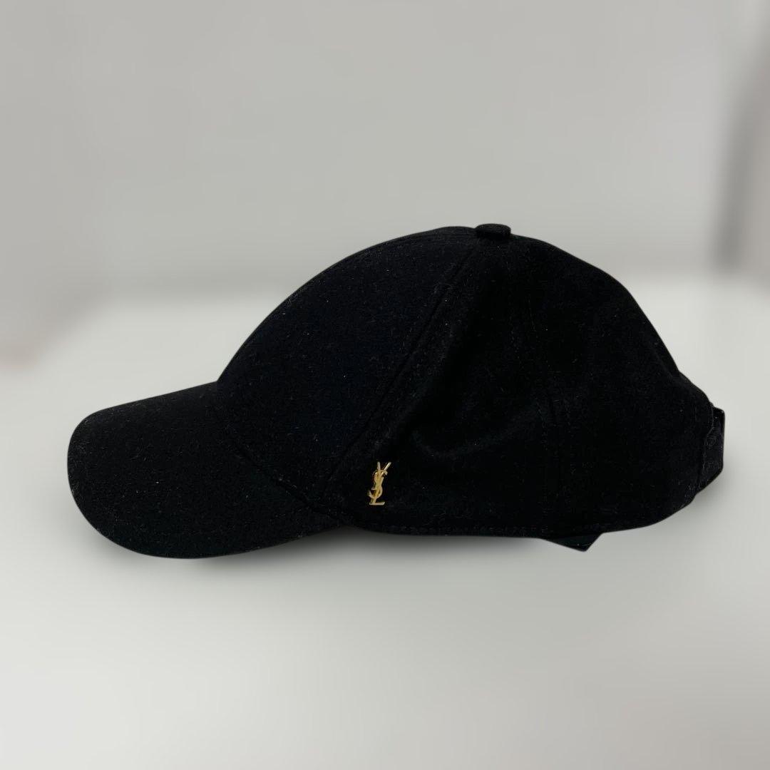 SAINT LAURENT キャップ カサンドラロゴ ブラック 59中古